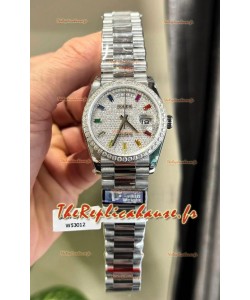 Rolex Day Date Montre Super Clone plaquée or blanc modifiée sur mesure et sertie de diamants