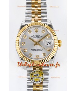 Rolex Super Clone Datejust ETA 2688 Mouvement 31MM Or Jaune bicolore Cadran Acier