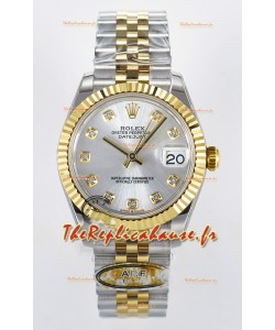 Rolex Super Clone Datejust ETA 2688 Mouvement 31MM Or Jaune bicolore Cadran Argent Suisse