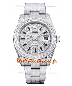 Rolex Datejust 41MM Réplique Suisse - Iced Out Edition avec cadran en diamants 