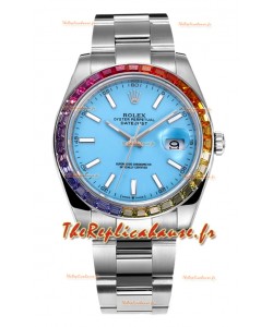 Rolex Datejust 41MM Réplique Montre Suisse - Acier 904L avec cadran bleu Tiffany 