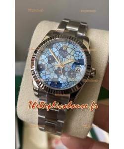 Rolex Datejust Ladies 31MM Mouvement Cal.3135 Réplique Suisse Bracelet huitre à Motif Bleu dans Boîtier Acier 904L 