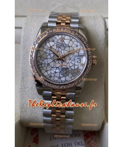 Rolex Datejust M278381RBR 31MM Réplique Suisse Or Rose bicolore - Cadran à motifs floraux Qualité miroir 1:1