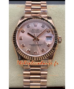 Rolex Datejust 31MM Montre Suisse en Acier 904L Cadran Or Rose Réplique Miroir