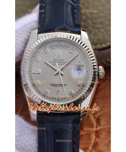 Rolex Day Date 904L Montre boîtier acier cadran gris 36MM - Qualité miroir 1:1 