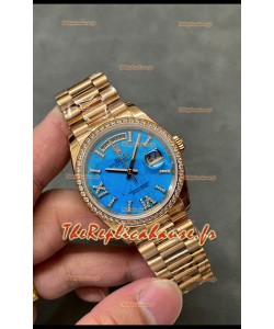 Rolex Day Date Montre en or jaune 18 carats sertie de turquoises 36 mm - Réplique de montre 1:1 