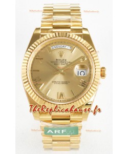 Montre Rolex Day Date Super Clone en or jaune 18K 40MM - Cadran doré Réplique de montre 1:1 