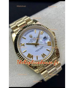 Rolex Day Date Presidential Montre en or jaune 18K 40MM - Cadran blanc, Qualité Miroir 1:1