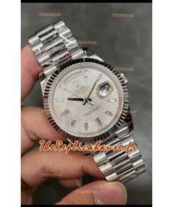 Rolex Day Date Presidential 904L acier 40MM - Cadran gris, Montre de qualité miroir 1:1 