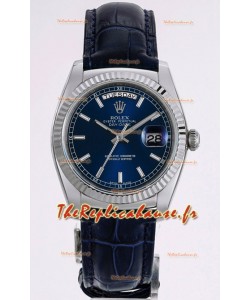 Rolex Day Date Montre boîtier acier 904L cadran bleu 36MM - Qualité miroir 1:1