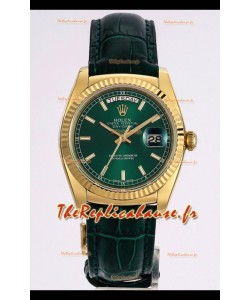 Rolex Day Date Montre boîtier acier 904L or jaune cadran vert 36MM - Qualité miroir 1:1