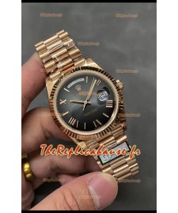 Rolex Day Date Présidentielle Montre en or rose 18 carats 40 mm - Cadran brun Qualité miroir 1:1