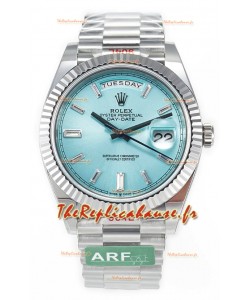 Rolex Day Date 904L Acier inoxydable Tiffany Cadran bleu diamants Montre 40MM - Qualité miroir 1:1