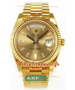 Rolex Day Date Presidential Montre en or jaune 18 carats 40 mm - Cadran or et diamants Qualité miroir 1:1