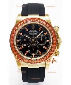 Rolex Daytona Super Clone Daytona Boîtier or jaune Cadran noir avec lunette saphir 