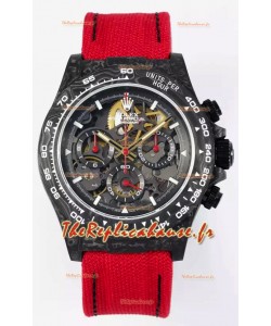 Rolex Daytona Super Clone DiW Skeleton Edition - Boîtier en carbone forgé - Bracelet rouge Réplique 1:1 