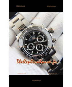 Réplique de montre Rolex Daytona à mouvement japonais, cadran noir et lunette en céramique