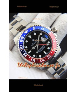 Réplique de montre Rolex GMT Master II à mouvement japonais, boîtier en acier et cadran noir