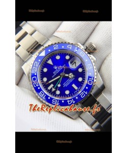 Réplique de montre Rolex GMT Master II à mouvement japonais, boîtier en acier, cadran bleu