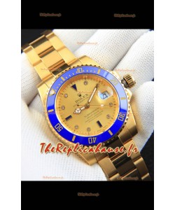 Réplique japonaise de montre Rolex Submariner en boîtier or jaune