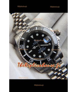 Réplique japonaise de la montre Rolex Submariner en acier 904L avec lunette en céramique noire