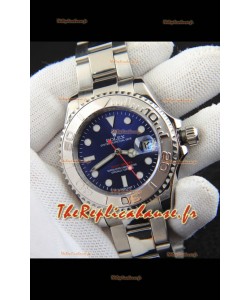 Réplique japonaise de montre Rolex Yachtmaster en acier inoxydable - 40 mm - Cadran bleu