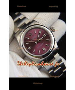 Réplique de montre Rolex Oyster Perpetual à mouvement japonais 36 mm - Cadran bordeaux