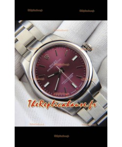 Réplique de montre Rolex Oyster Perpetual à mouvement japonais 39 mm - Cadran bordeaux