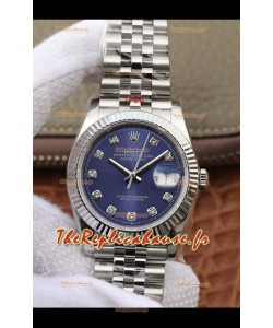 Montre Rolex Datejust 36MM Mouvement ETA-3135 Réplique Suisse en acier 904L et cadran bleu 
