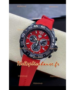 Tag Heuer F1 Edition Montre suisse à quartz avec cadran rouge et boîtier en acier inoxydable Bracelet en caoutchouc