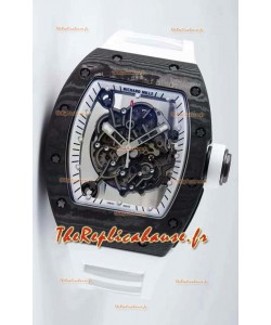 Montre Richard Mille RM055 RM055 Boîtier en Carbone Forgé Miroir 1:1 Réplique en Bracelet Blanc