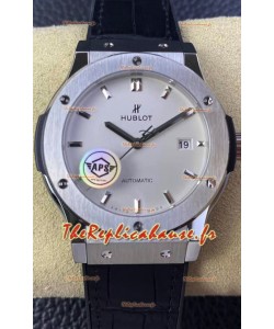 Hublot Classic Fusion 1:1 Miroir Réplique de Montre Suisse en Acier 904L Cadran Blanc 42MM