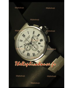 Chronographe Ulysse Nardin Marine avec cadran noir à chiffres romains blancs en acier inoyxdable - Réplique miroir 1:1