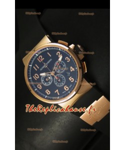 Chronographe Ulysse Nardin Marine avec cadran noir à chiffres arabes noir et or rose - Réplique miroir 1:1