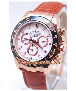 Rolex Daytona Chronograph MonoBloc Cerachrom Bezel Visage Blanc Boîtier Or Rose 