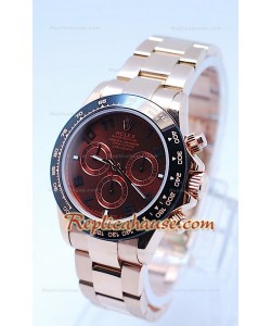 Rolex Daytona Chronograph Lunette MonoBloc Cerachrom Cadran Marron et Bracelet Or Rose