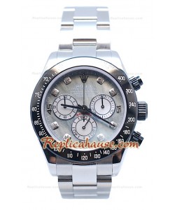 Rolex Daytona Chronograph Lunette MonoBloc Cerachrom Chiffres de Diamant dans un Boîtier Acier - Cadran Blanc Coquille