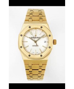 Audemars Piguet Montre Royal Oak 37MM cadran blanc or jaune avec mouvement 3120 - Réplique miroir 1:1
