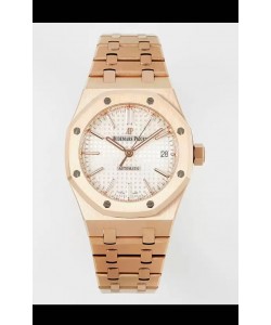 Audemars Piguet Montre Royal Oak 37MM en or rose avec cadran blanc et mouvement 3120 - Réplique miroir 1:1