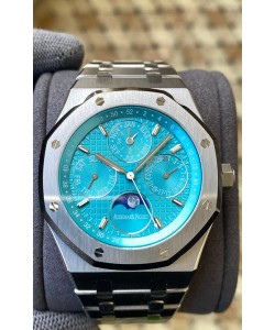 Audemars Piguet Royal Oak Quantième Perpétuel Réplique Suisse 904L Acier Cadran Bleu Cyan