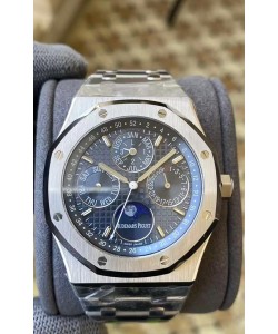 Audemars Piguet Royal Oak Calendrier Perpétuel Réplique Suisse Acier 904L en Acier Cadran Bleu