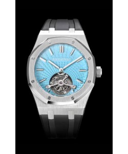 Audemars Piguet Royal Oak Tourbillon 41mm en boîtier 904L - Cadran Tapisserie Bleu Tiffany Réplique 1:1 Ultime