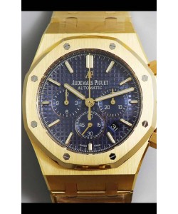 Audemars Piguet Royal Oak Chronographe Or Jaune Cadran Bleu Bracelet Acier Réplique Montre Suisse