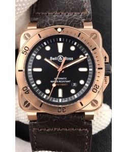 Bell & Ross BR03-92 Diver Or Rose Cadran Noir Réplique de Montre Suisse Réplique 1:1