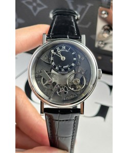 Breguet Tradition 7057BR/R9/9W6 Boîte en acier Tourbillon simple Réplique de la montre suisse à bracelet noir