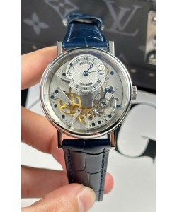 Breguet Tradition 7057BR/R9/9W6 Tourbillon simple en acier Réplique de la montre suisse à bracelet bleu