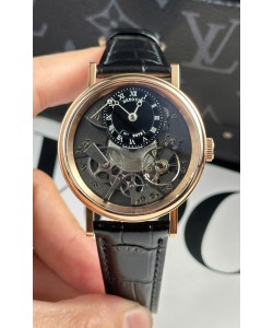 Breguet Tradition 7057BR/R9/9W6 Tourbillon simple en or rose Réplique de la montre suisse à bracelet noir