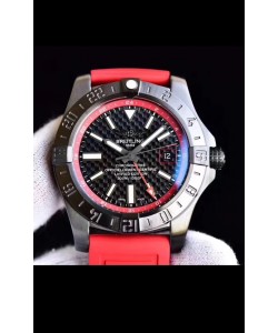 Breitling GMT montre réplique chronomètre suisse cadran en carbone avec bracelet en caoutchouc à miroir 1:1