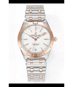 Breitling Chronomat 36MM Boîtier Or Rose 2 tons Réplique Montre 1:1 Cadran Blanc