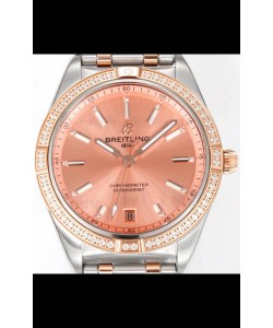 Breitling Chronomat 36MM Boîtier or rose 2 tons Réplique de montre miroir 1:1 Cadran saumon